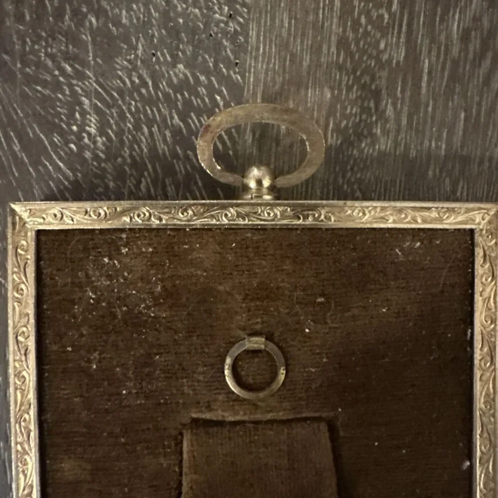 Antique Solid Brass Picture Frame with Original Glass – c. 1890–1915 – 3x4